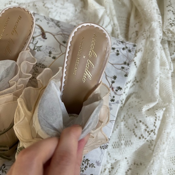 Nicola Bathie x Antonio Melani Sophia chiffon velvet bow dress mules - Sz 8 - Picture 11 of 16